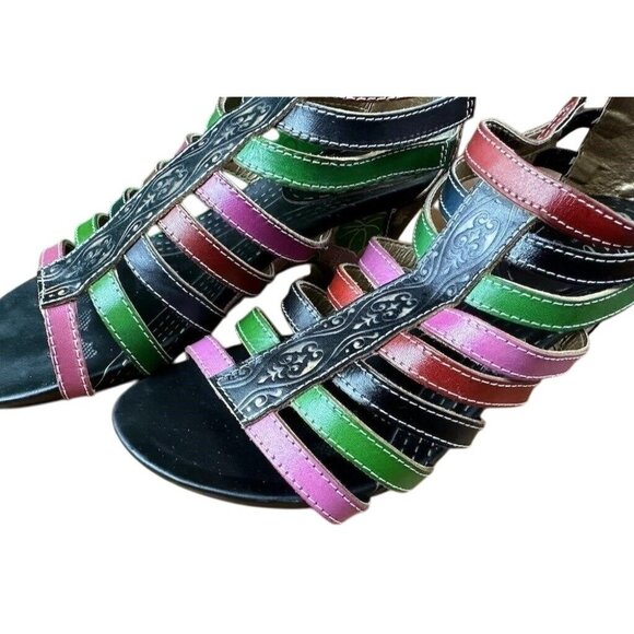 Elite by Corky St Marten Gladiator Casual Floral Zip Back Sandals size 7 - Picture 2 of 9